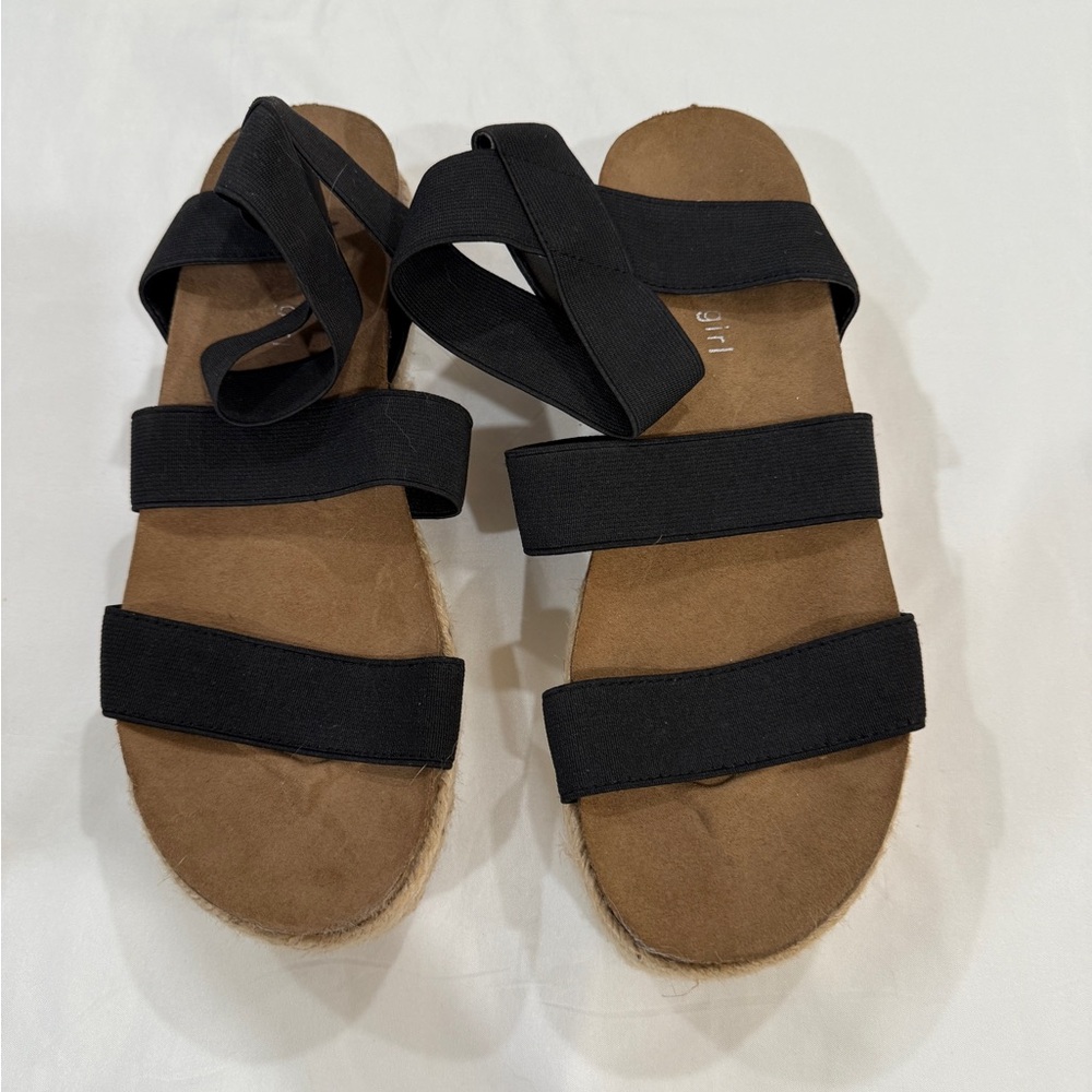 Madden Girl Black Sandals with Tan Sole